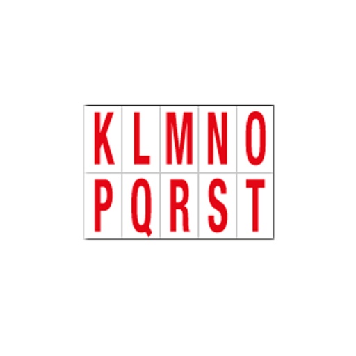[D101836] Foglio con 10 lettere autoadesive da K a T rosso/bianco 70x124mm