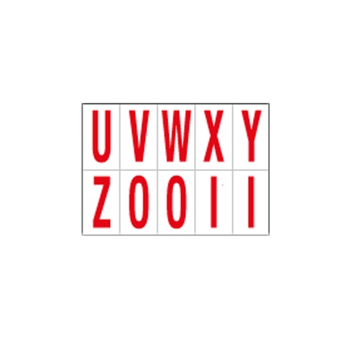 [D101837] Foglio con 10 lettere autoadesive da U a Z rosso/bianco 70x124mm