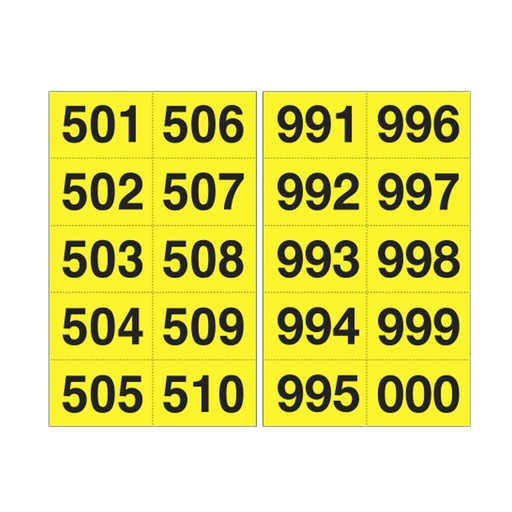[D101843] Kit numeri adesivi da 501-999 nero/giallo 45 x 24mm