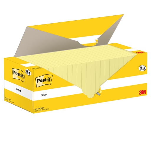 [D101856] Cf. 18+6pz blocco 100fg.Post-itR Notes 76x76mm 654-CY-VP24 giallo Canary