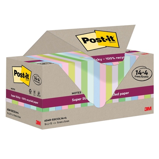[D101860] Cf 14+4pz blocco 70fg Post-itRSuperSticky Green 76x76mm 654R-SSCOL14+4 pastello