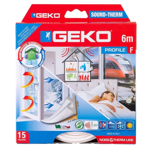 [D101930] Guarnizione per l'isolamento di porte e finestre SOUND-THERM 6mt bianco Geko