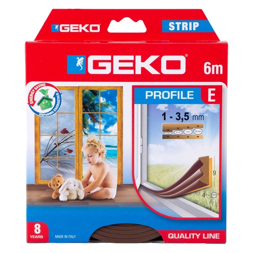 [D101933] Guarnizione in gomma per isolamento STRIP 6mt tipo E marrone Geko