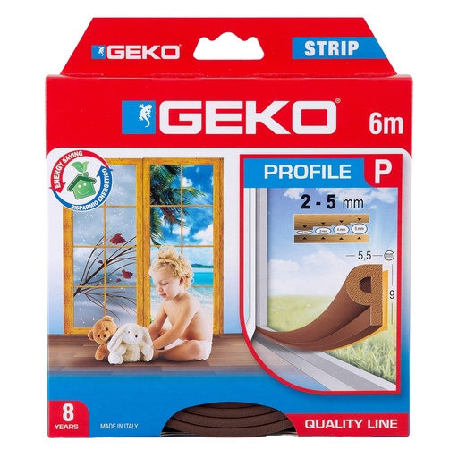 [D101935] Guarnizione in gomma per isolamento STRIP 6mt tipo P marrone Geko