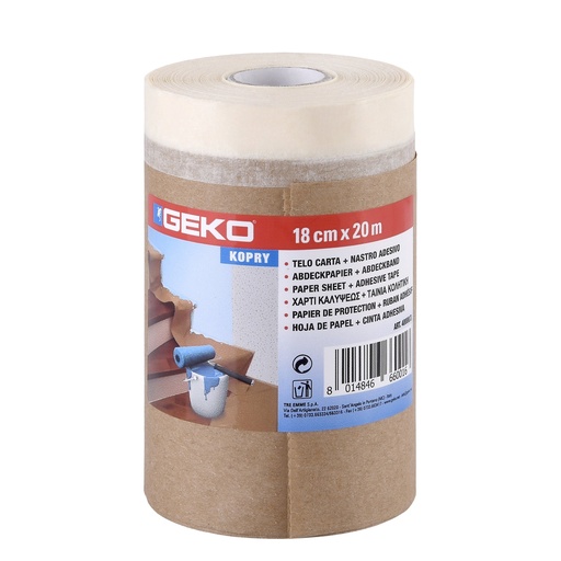 [D101972] Bobinetta nastro adesivo e telo in carta 18cmx20mt Geko