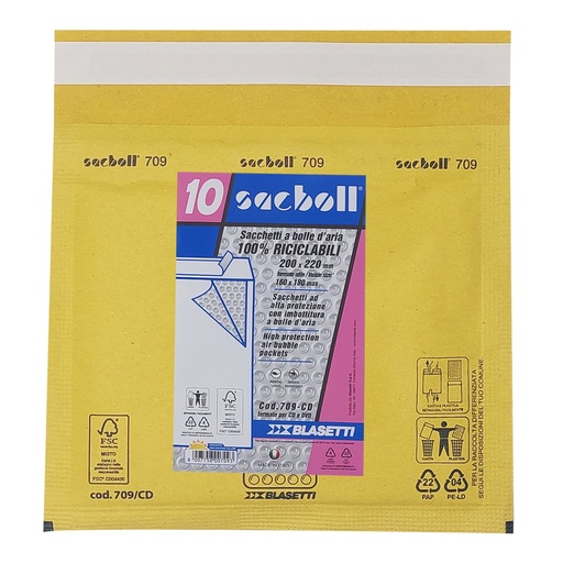 [D101980] 10 Buste imbottite Sacboll in carta avana CD 20x22cm BLASETTI