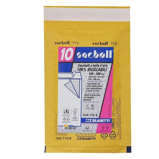 [D101981] 10 Buste imbottite Sacboll in carta avana A 13x20cm BLASETTI