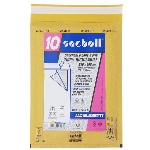 [D101986] 10 Buste imbottite Sacboll in carta avana FG 25X39cm BLASETTI