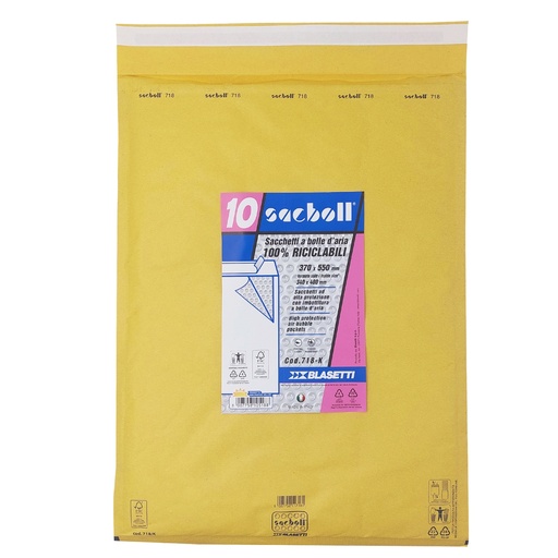 [D101989] 10 Buste imbottite Sacboll in carta avana K 37X55cm BLASETTI