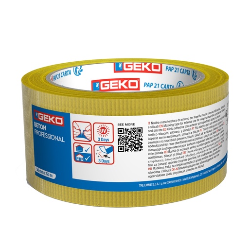 [D102018] Conf 3 Nastri mascheratura da esterno per superfici ruvide BETON 50mmx50mt Geko