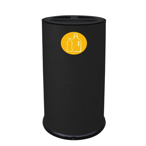 [D102087] Contenitore tondo 3 scomparti 70L in acciaio nero Stilcasa