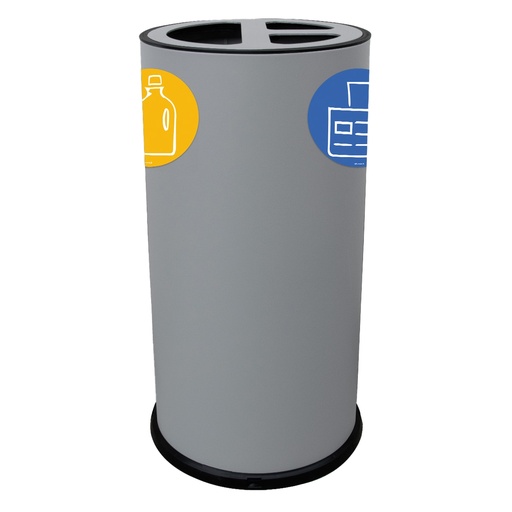 [D102088] Contenitore tondo 3 scomparti 70L in acciaio grigio Stilcasa