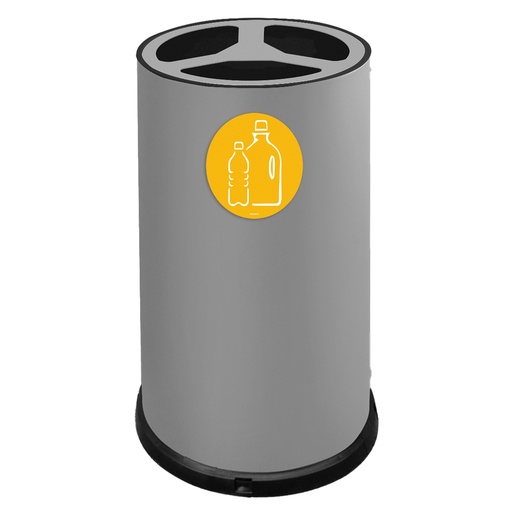 [D102094] Contenitore tondo 3 scomparti 100L in acciaio grigio Stilcasa
