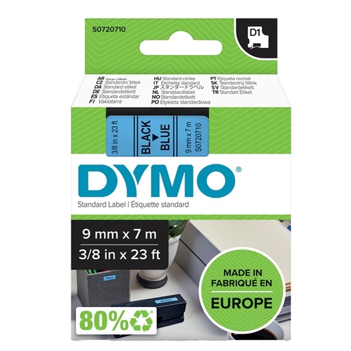 [D27849] NASTRO DYMO TIPO D1 (9MMX7M) NERO/BLU 409160