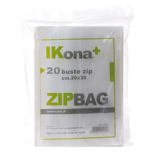 [D102180] 20 SACCHETTI ZIP 10x20cm IN PLASTICA 1800 Ikona+