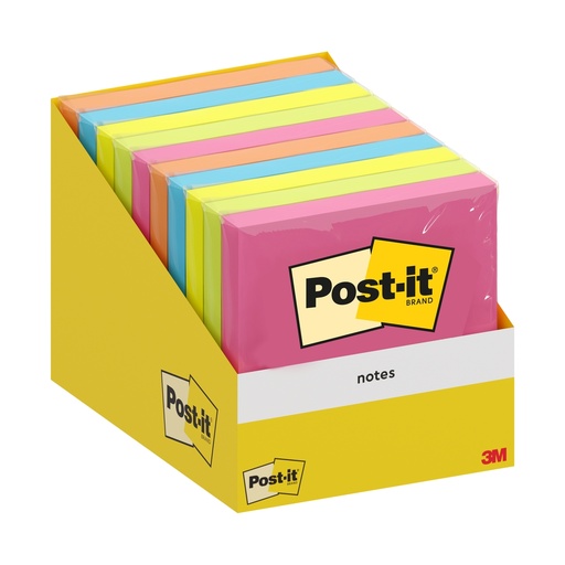 [D102223] Cf.10 blocchetti c/film 100fg Post-itR Notes 6820-COL-W10 76x76mm colori ass.