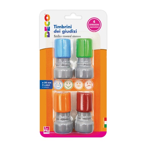 [D102271] 4 pz timbrini dei giudizi preinchiostrati diam.10mm DECO