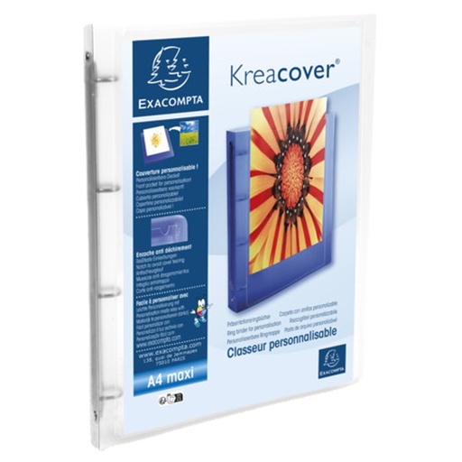 [D102322] Raccoglitore pers. 4 anelli D 15 mm in PP A4 trasp. 51968E KREACOVER Exacompta