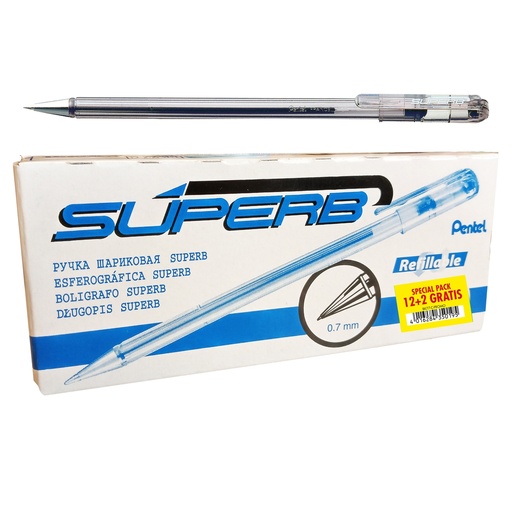 [D102515] 12+2pz penna sfera SuperB BK77 promopack blu 0.7mm Pentel