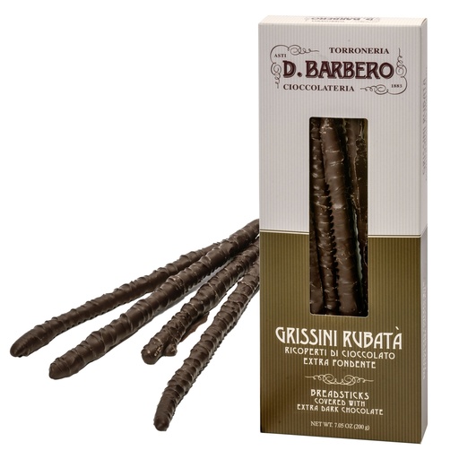 [D102685] Grissini RubatA' ricoperti di cioccolato fondente 200gr in astuccio Barbero