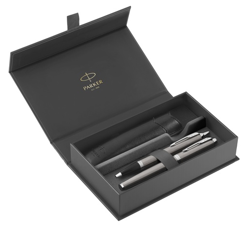 [D102741] Gift Set sfera M + stilografica M IM Stainless Steel Edition CT Parker