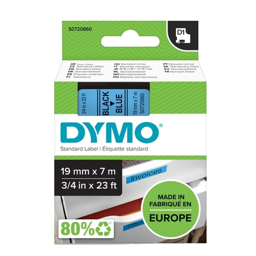 [D27882] NASTRO DYMO TIPO D1 (19MMX7MT) NERO/BLU 458060