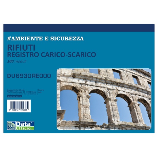 [D103000] Blocco registro carico/scarico rifiuti 100 copie RENTRI 29,7X21,5cm DU6930RE000