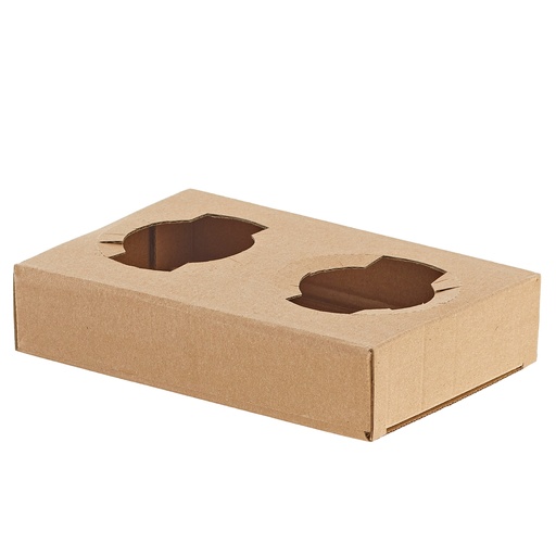 [D103017] Conf 50 Portabicchieri asporto da 2 posti 17x11x3,5cm carta kraft avana Leone