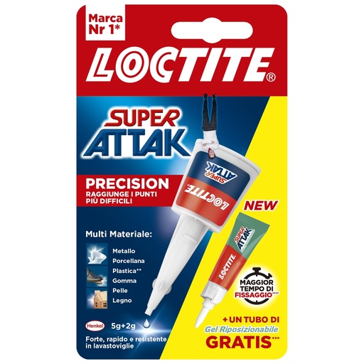 [D103018] Colla Super Attak Precision 5g+2g Gel Riposizionabile Loctite