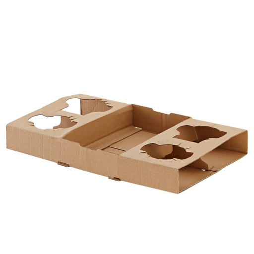 [D103020] Conf 50 Portabicchieri asporto da 4 posti 29x17,5x3,5cm carta kraft avana Leone