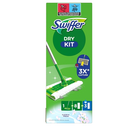 [D103046] Swiffer Dry - STARTER KIT COMPLETO con 8 PANNI e 3 PANNI WET