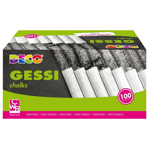 [D103095] Scatola 100 gessetti tondi 10x81mm bianchi Deco