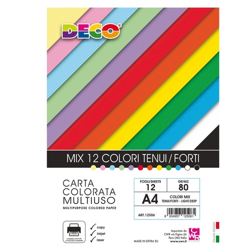 [D103105] Busta 12fg Deco carta 80gr A4 colori assortiti Deco