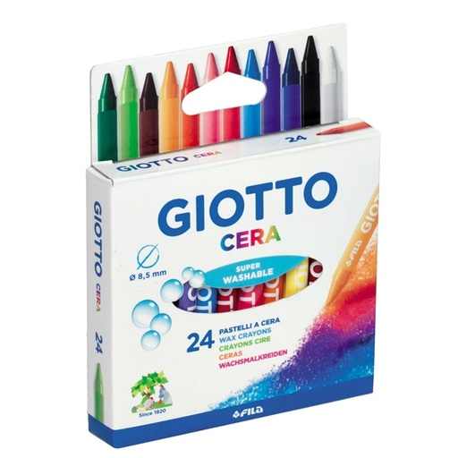 [D28123] ASTUCCIO 24 PASTELLI CERA 90mm diam. 8.5mm GIOTTO