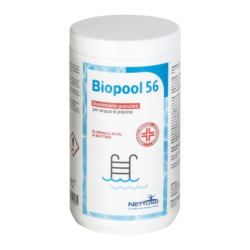 [D103621] Disinfettante granulare per acque di piscine Biopool 56 in barattolo da 1Kg