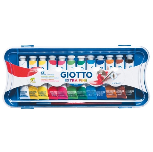 [D28147] BOX 12 TUBETTI TEMPERA 12ML GIOTTO TUBO 4 ASSORTITO