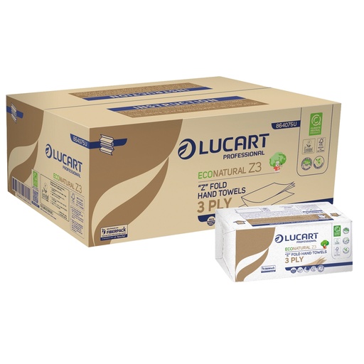 [D103710] Pacco da 198 asciugamani piegati a Z EcoNatural Lucart Plastic Free