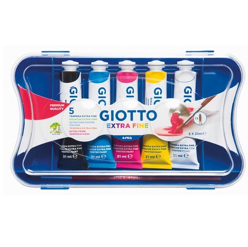 [D28151] BOX 5 TUBETTI TEMPERA 21ML GIOTTO TUBO 7 ASSORTITO