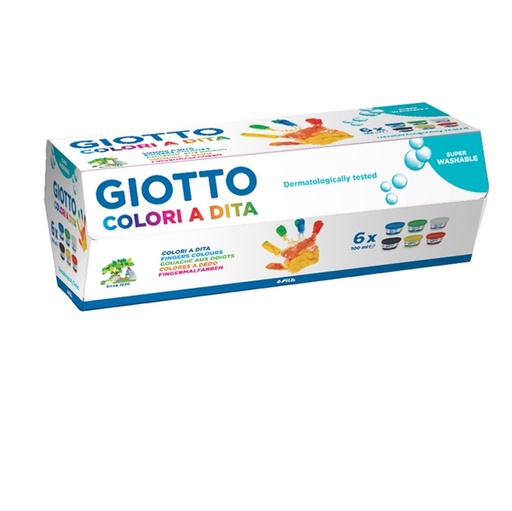 [D28153] BOX 6 BARATTOLI COLORI A DITA 100ML GIOTTO