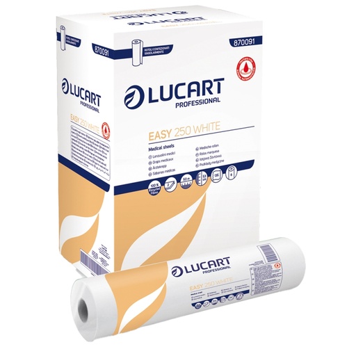 [D103800] Lenzuolino medico in rotolo EASY 250 WHITE 53cmx50m bianco Lucart