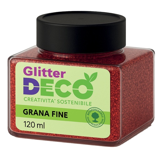 [D103893] Glitter Bio grana fine flacone 120ml rosso Deco