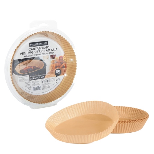 [D103907] Conf 50 Vaschette cartaforno per friggitrice ad aria in astuccio D20cm x H4,5cm