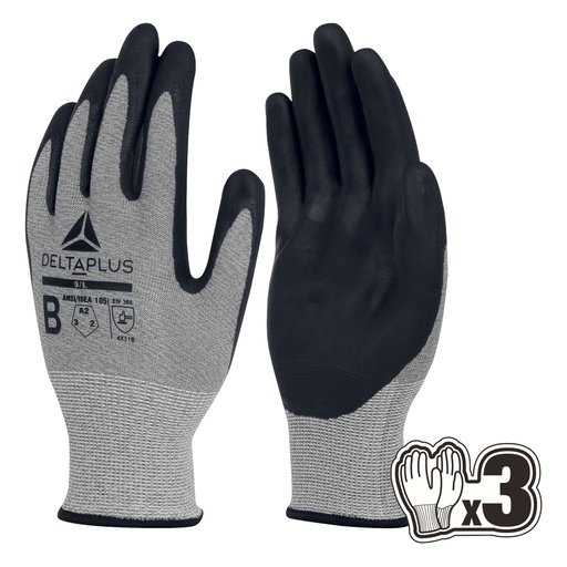 [D103934] Pack 3 paia di guanti ANTITAGLIO VENICUTB07 Tg.08 grigio