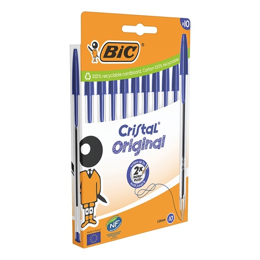 [D103961] Scatola 10 penne sfera Cristal Original punta 1,0mm blu Bic