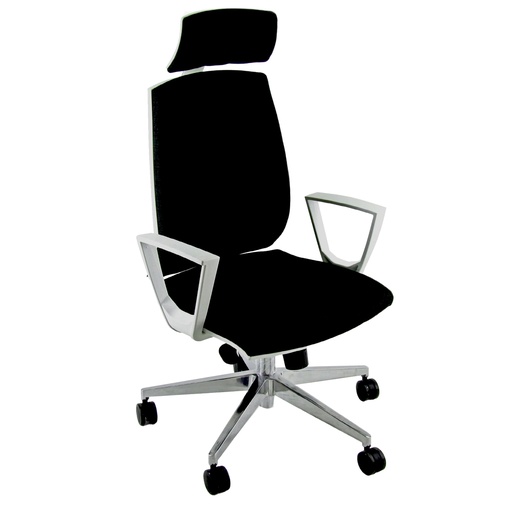 [D74204] Poltrona semidirezionale Larissa LR1B nero c/bracc fissi e poggiatesta
