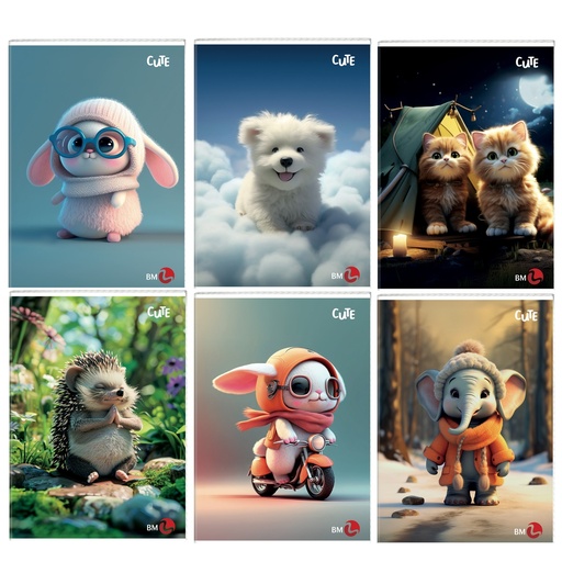 [D81331] Maxiquaderno A4 40FG+2 80gr 5mm c/marigne Cute BM