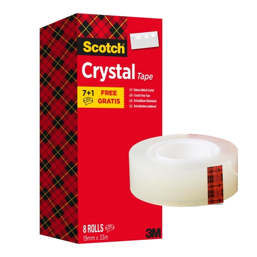 [D81536] Value Pack 7+1 Nastri adesivi 19mmx33m Scotch Crystal Clear 600
