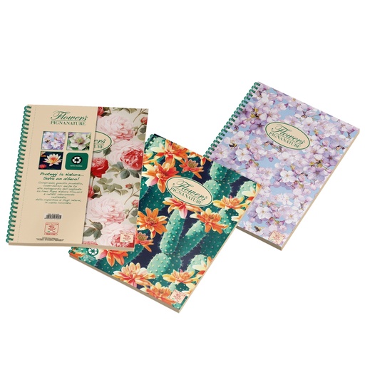 [D84653] MAXIQUADERNO A4 40fg+2 80gr 1rigo NATURE FLOWERS PIGNA