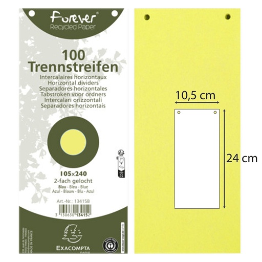 [D90288] Conf. 100 Divisori orizz. riciclati 105x240mm forati giallo 13425B Exacompta
