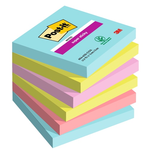 [D94374] Cf. 6pz 90foglietti Post-itR Super Sticky 76x76mm 654-6SS-COS Cosmic